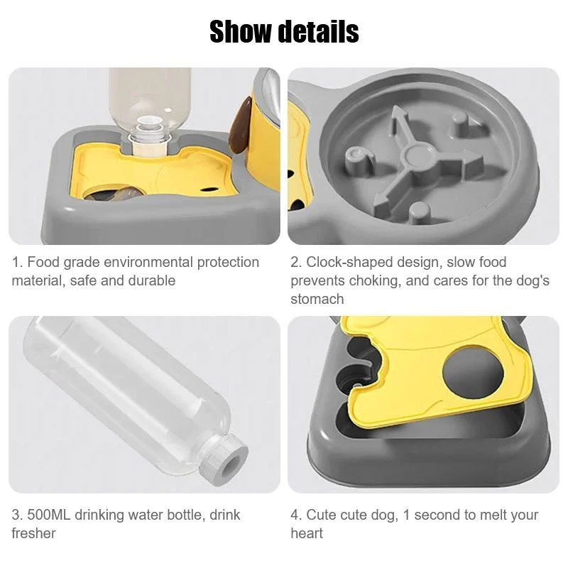 Pet Feeder Bowls Pet Feeder Water Bottle Set Pet Feeding Bowls And Drinkers 15-Degree Tilt Design Protect Cats Dogd Neck - Image 10
